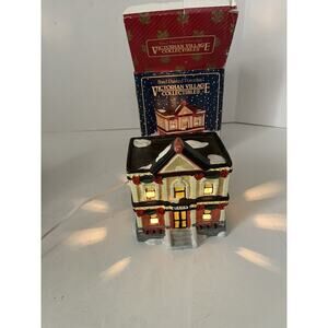 Vintage Victorian Village Collectibles BANK Hand Painted Porcelain Light Retired